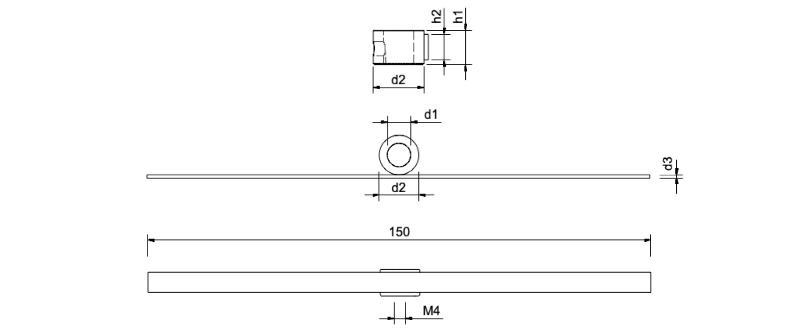 Top T-Slide Kralle Flach Zeichnung
